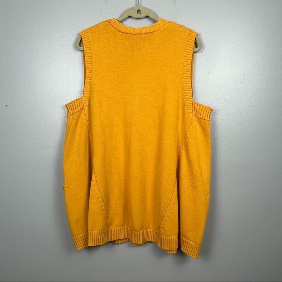 Yesno 100% cotton mustard yellow v-neck 2 pocket sweater vest, 3XL. - Picture 2 of 8